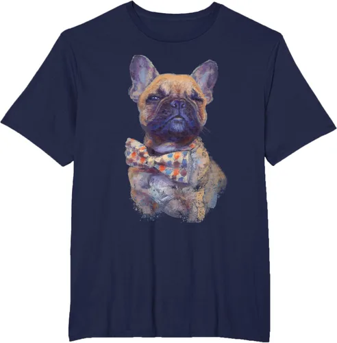 Vista 11 de Camiseta de bulldog francés con estampado realista, artística de bulldog francés, Negro, S