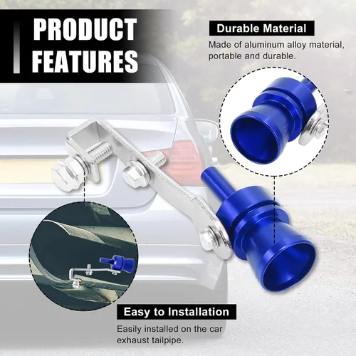 Vista 4 de X AUTOHAUX 2 unids M tamaño aleación de aluminio universal Turbo sonido escape silenciador tubo silbato coche rugido fabricante azul