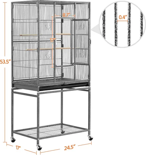 Vista 3 de Yaheetech Jaula de hierro forjado extra grande para periquitos con soporte desmontable para cacatúa, sol, mejilla, conure, agapornis, pinzón