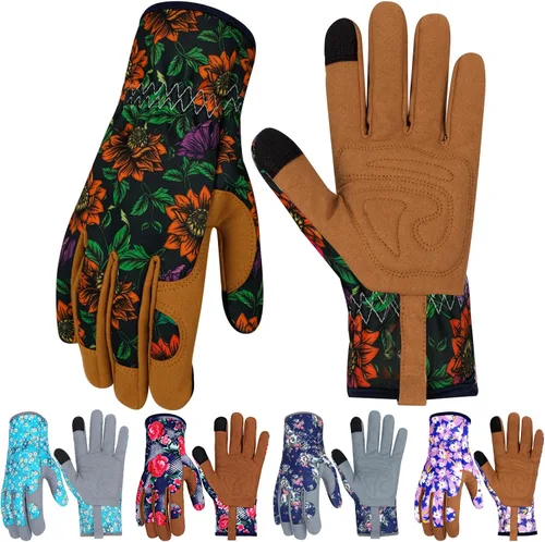 Vista 36 de Guantes de Jardinería de Cuero MERTURN para Mujeres, Guantes de Jardín a Prueba de Espinas, Guantes de Trabajo Compatibles con Pantalla Táctil