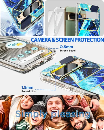 Vista 2 de AICase Funda para Google Pixel 8 Pro con protector de vidrio de cuerpo completo resistente [nunca amarillento] [grado militar anticaídas] protección