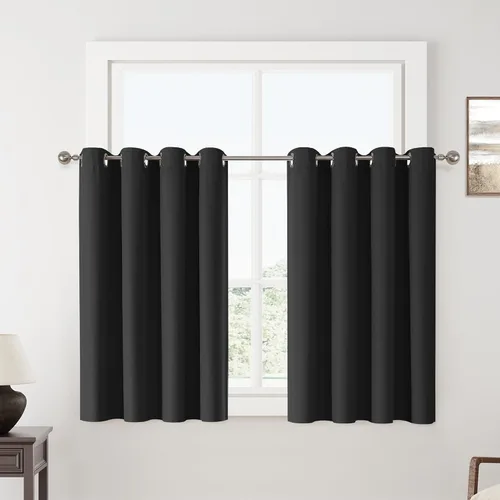 Vista 53 de ChrisDowa Cortinas 100% Opacas de Abedul Sólido de 45 Pulgadas de Largo, 2 Paneles para Dormitorio y Sala de Estar, Estilo Granja Oscurecedoras