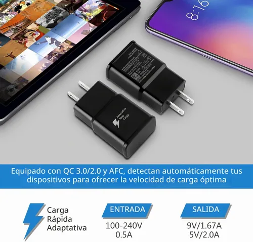 Vista 3 de Paquete de 2 adaptadores de carga rápida adaptables para Samsung Galaxy S26 S25 S24 S23 S22 S21 S20 S10 Plus S9 S8 S7 A57 A36 A26 A17 A15 A14 A13