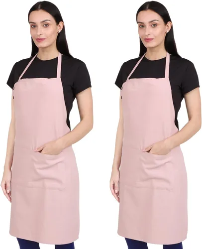 Vista 8 de Delantal de cocina de algodón resistente a las gotas de agua con delantales ajustables para mujer con bolsillos 8 opciones de color para cocinar