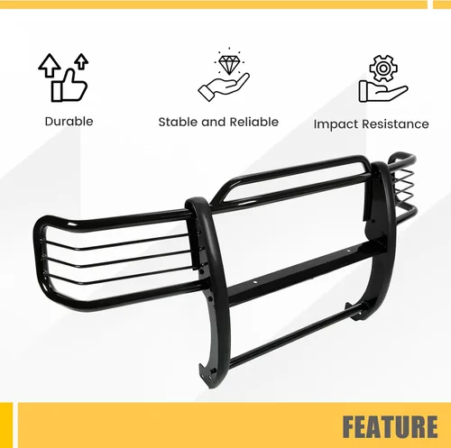 Vista 4 de KUAFU Protector de parachoques compatible con Ford Ranger Mazda Serie B pickup 2001-2012 con placa antideslizante, barra bull, parachoques
