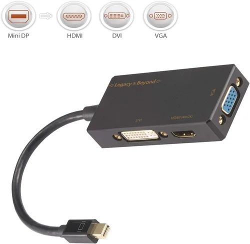 Vista 3 de SIIG Mini DisplayPort a VGA/DVI-D/HDMI 4K 3 en 1 Adaptador Convertidor Thunderbolt 2 Compatible hasta 4Kx2K para MacBook iMac Surface y otros