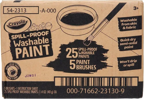 Vista 3 de Crayola Juego de Pintura a Prueba de Derrames (25 unidades), Pintura Lavable para Niños, Suministros de Manualidades para Niños, Regalo Navideño