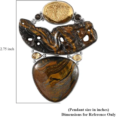Vista 6 de SHOP LC Tigers Eye Multi Gemstone Trillón tallado 925 plata esterlina chapado en platino colgante para mujeres joyas regalos Ct 83.24 boda