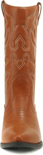 Vista 3 de Soda Red Reno Western Cowboy Pointed Toe Knee High Pull On Tabs Boots All-White