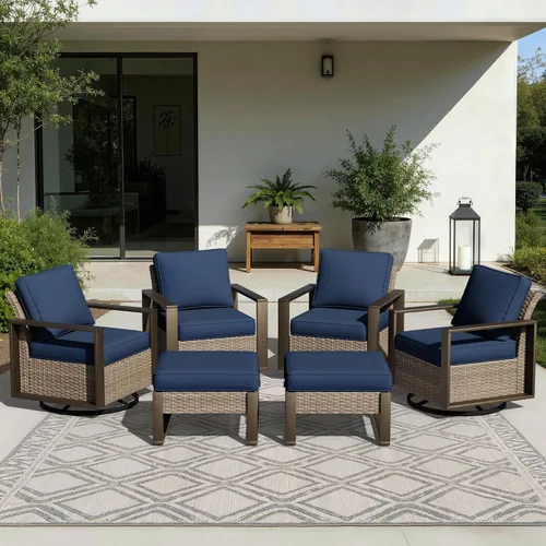 Vista 85 de Joyside - Sofá de mimbre para patio al aire libre, sofá de ratán de 3 plazas con cojines gruesos de olefina y reposabrazos rectangular con marco