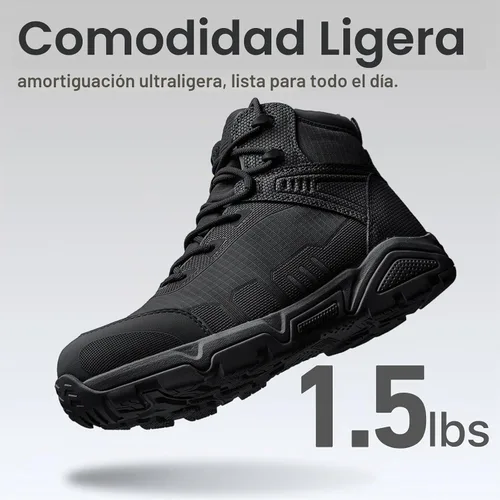 Vista 6 de FREE SOLDIER Botas tácticas impermeables para hombre, botas de trabajo ligeras y cómodas, botas de combate para senderismo