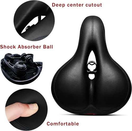 Vista 3 de Asiento para bicicleta con bola amortiguadora dual, alivio anatómico profesional, asiento para bicicleta de suspensión, espuma viscoelástica