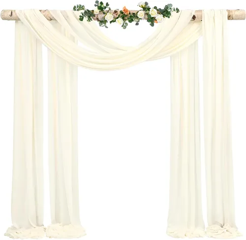 Vista 47 de Tela para Cubrir Arco de Boda, 4 Paneles 71 cm x 6,1 m Telas para Arco de Boda Azul Bebé para Ceremonia, Telas de Gasa para Decoración de Arco