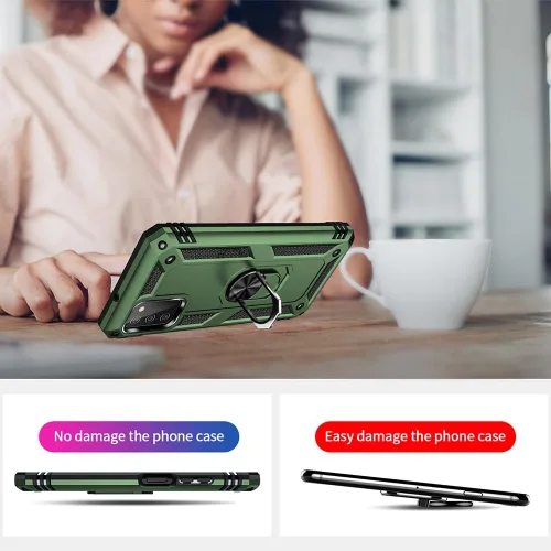 Vista 3 de Funda para teléfono Samsung Galaxy A03s, Galaxy A03s con protector de pantalla HD, [grado militar de 16 pies a prueba de caídas], anillo protector a