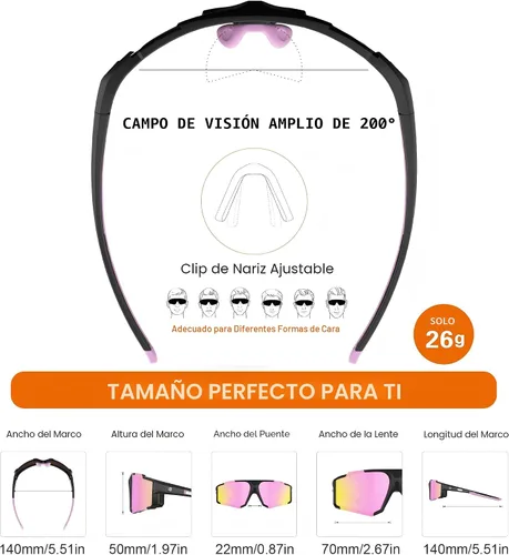 Vista 5 de suoso Gafas de sol deportivas de ciclismo para hombre: gafas de sol polarizadas ligeras con protección UV para jóvenes, béisbol, softbol, correr