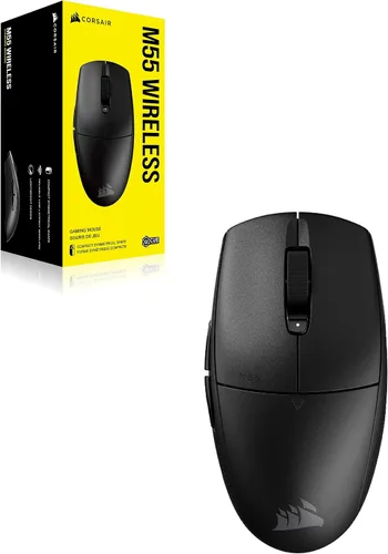 Vista 9 de Corsair M55 Mouse inalámbrico ligero para juegos FPS - 2.4 GHz y Bluetooth - 24,000 DPI - Batería de larga duración - Seis botones programables