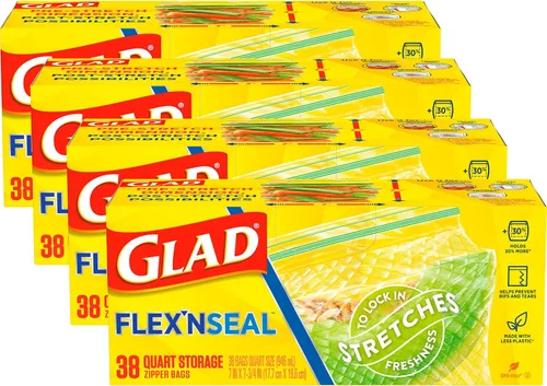 Vista 10 de Bolsas de plástico para almacenamiento de alimentos Glad Flex'N Seal, de galón, 35 unidades (el paquete puede variar)