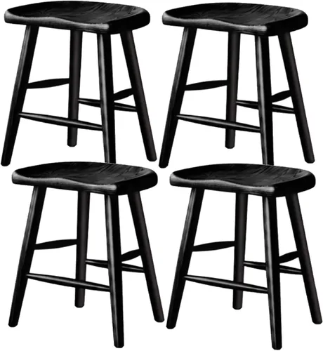 Vista 11 de Juego de sillas de comedor de madera, silla de comedor moderna, sillas de cocina de granja, taburete de vestíbulo, silla sin brazos para cocina