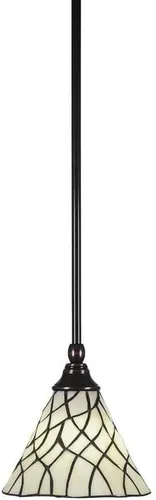 Vista 212 de Toltec Lighting Tallo Colgado Mini colgante, acabado de cobre negro, 3.5" cuadrado humo burbuja vidrio