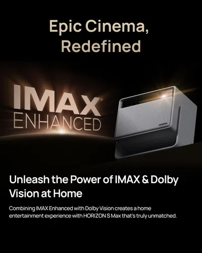 Vista 2 de XGIMI Horizon S Max 2024 Nuevo proyector 4K, proyector portátil IMAX Enhanced, Dolby Vision, 3100 lúmenes ISO, 110% BT.2020, soporte flexible