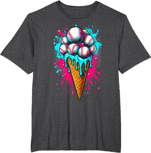 Vista 15 de Camiseta de béisbol de acuarela de helado de béisbol