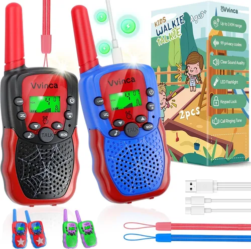 Vista 15 de Vvinca Walkie Talkies de dinosaurio para niños, paquete de 2 – Juguetes de juguete al aire libre para niños de 3 a 12 años, 1000 pies de largo