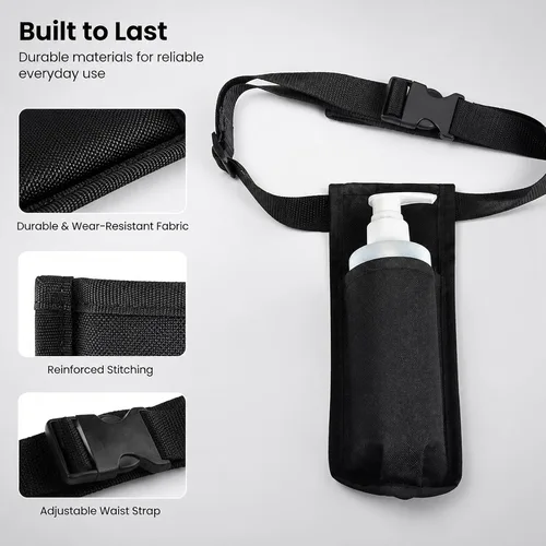 Vista 8 de Funda para botella de masaje, paquete de cintura duradera, kit de funda de botella individual, correa ajustable, dispensador de aceite esencial