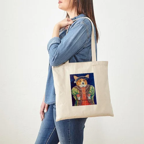 Vista 3 de CafePress Corgi King Tote Bag Bolsa de lona natural, bolsa de compras reutilizable