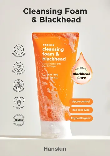 Vista 3 de Hanskin Limpiador facial de espuma limpiadora de poros, lavado facial suave y removedor de maquillaje, limpieza profunda de poros para piel