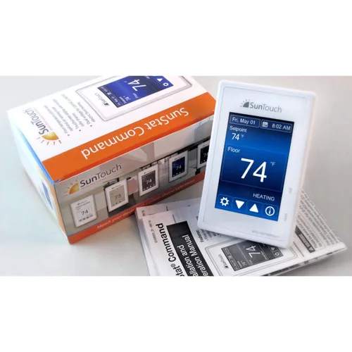 Vista 2 de SunTouch SunStat Command - Termostato programable con pantalla táctil a color para sistemas de calefacción por suelo eléctrico, múltiples opciones