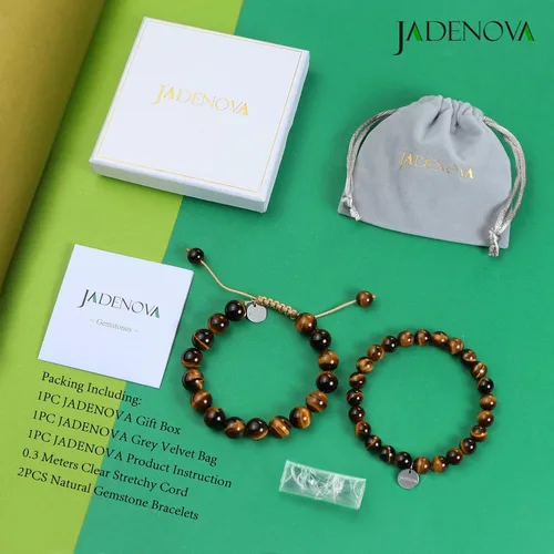 Vista 7 de JADENOVA - Brazalete de piedras de yoga para parejas