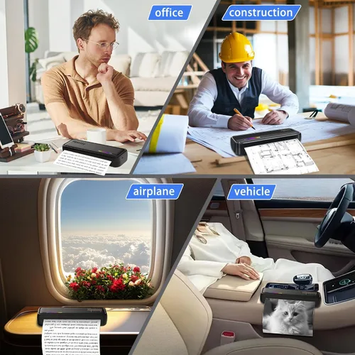 Vista 6 de Impresora térmica inalámbrica portátil para el hogar y viajes - Mini impresora Bluetooth sin tinta compatible con letras de EE. UU. de 8.5 x 11