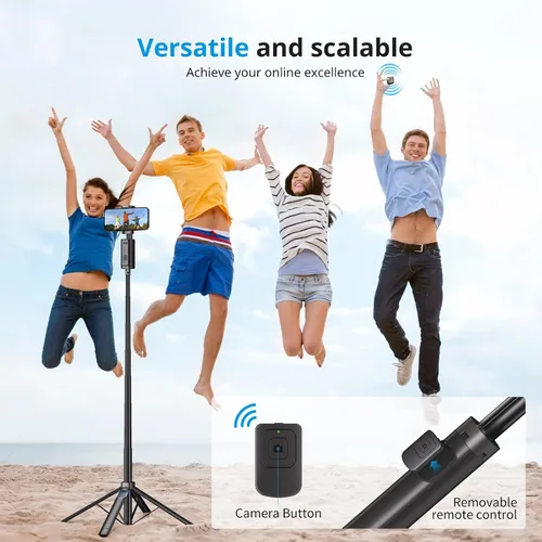 Vista 5 de Fuloview Trípode de seguimiento facial automático, trípode de teléfono de 67 pulgadas para iPhone, rotación de 360° que sigue tu movimiento, control