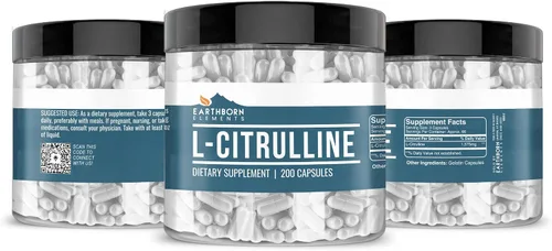 Vista 4 de Earthborn Elements L-citrulina de origen natural, 200 cápsulas, probada en laboratorio, sin estearatos ni rellenos de arroz