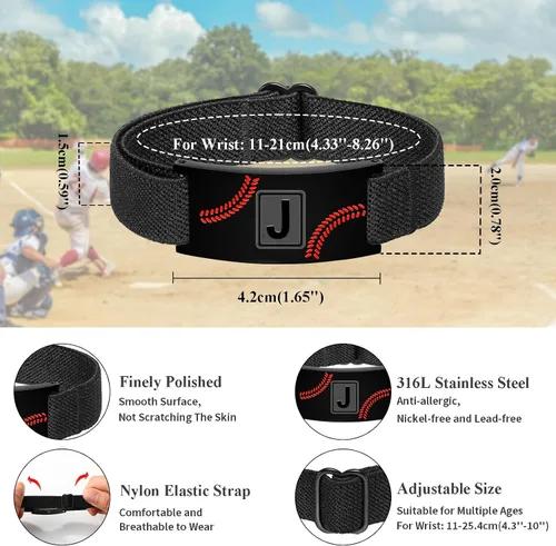 Vista 5 de Regalos de béisbol para niños y hombres, entrenador, equipo, niños, jugador, inicial, con letra A-Z, pulseras de béisbol, regalos de fiesta