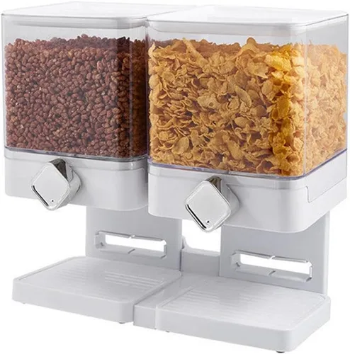 Vista 9 de TopHomer Dispensador de cereales de doble control con bandeja inferior desmontable y diseño de salida de paleta de rueda para organización de Negro