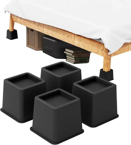 Vista 10 de Elevadores de cama resistentes de 8 pulgadas, juego de 4 elevadores ajustables para muebles, alturas de elevación de 3, 5 y 8 pulgadas, soporta