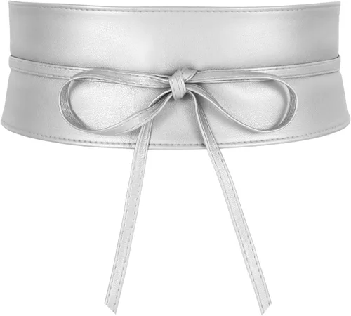 Vista 9 de JASGOOD Cinturón de cuero estilo Obi para mujer, cinturón ancho cruzado Negro