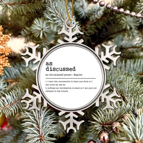 Vista 5 de Como se discutió Definición Diccionario Palabra Significado Cita Metal Copo de Nieve Adorno de Navidad para Árbol de Navidad Colgante Bola Invierno