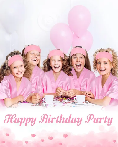 Vista 4 de Juego de 20 batas de fiesta para niños, pantuflas con venda para los ojos, suministros de fiesta de spa, batas de niña de flores, para bricolaje