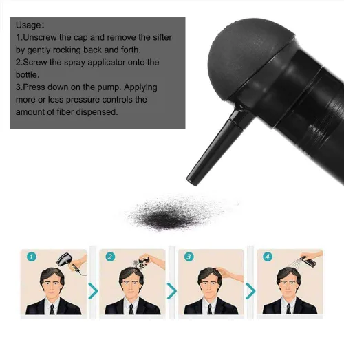 Vista 4 de Aplicador de fibra capilar Aplicación en aerosol Atomizador espesar adelgazamiento o cabello calvo para hombres y mujeres, construcción de cabello