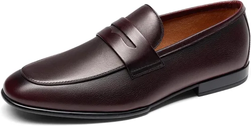 Vista 11 de Bruno Marc Mocasines Penny Mocasines de cuero de gamuza para hombre Negro