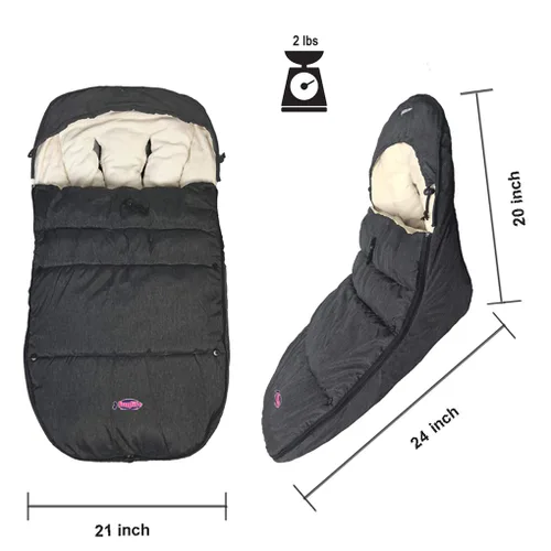 Vista 2 de Saco impermeable para cochecito de invierno, bolsa universal compatible con todos los cochecitos, relleno de algodón 3D para cochecito de niño Beige