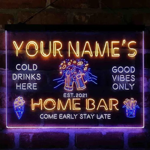 Vista 15 de Tazas de cerveza personalizadas para bar en casa, letrero de luz LED de neón tricolor, nombre personalizado, fecha, texto, cita, fuente verde, rojo