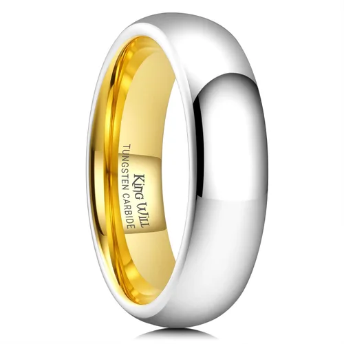 Vista 87 de King Will Alianza de boda de carburo de tungsteno para hombres y mujeres, anillos de promesa para parejas abovedados de alto pulido