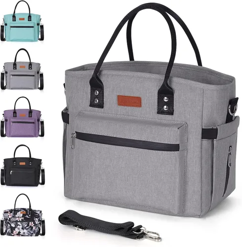 Vista 8 de Lonchera térmica para mujeres y hombres, lonchera para adultos con correa ajustable para el hombro, bolsa de almuerzo grande portátil para oficina