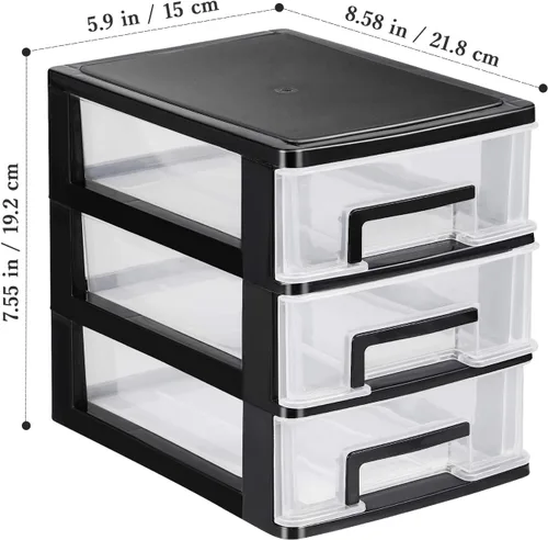 Vista 3 de Homoyoyo 3 cajones de plástico de oficina pequeño Rv baño almacenamiento para espacios pequeños Cajones de plástico Organizador