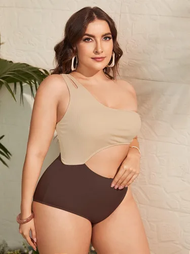Vista 4 de Floerns Traje de baño de una pieza con corte de un hombro para mujer