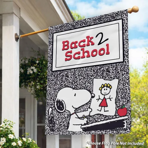 Vista 2 de Flagology, PEANUTS®, PEANUTS® Back 2 School Composition Snoopy - Bandera de casa 28" x 40", con licencia oficial de PEANUTS®, regreso a clases