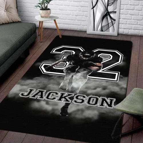 Vista 21 de Personalized Amazing Football Athlete Rug with Name Number, Football Welcome Mat 2x3 3x5 4x6 5x8, Sports Bathroom Rug for Living Room Bedroom